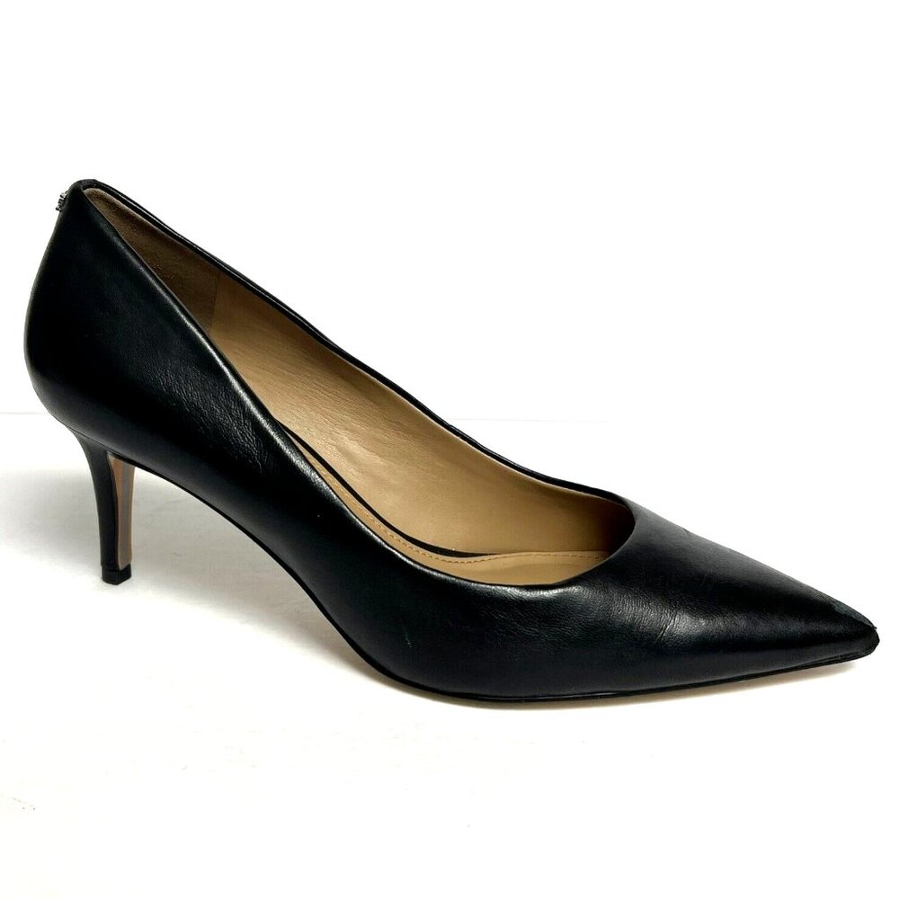 Classic Black Leather Pointed Toe Heels